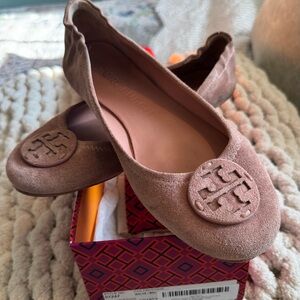 Tory Burch Women's Tan/Pinkish Suede Loafers